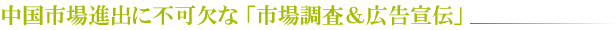 中国市場進出に不可欠な「市場調査＆広告宣伝」　タイトル画像